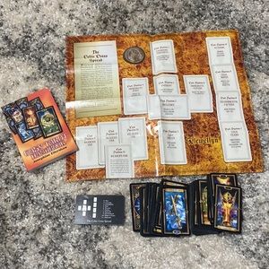 Easy Tarot Handbook + Gilded Tarot Cards, + layout map.